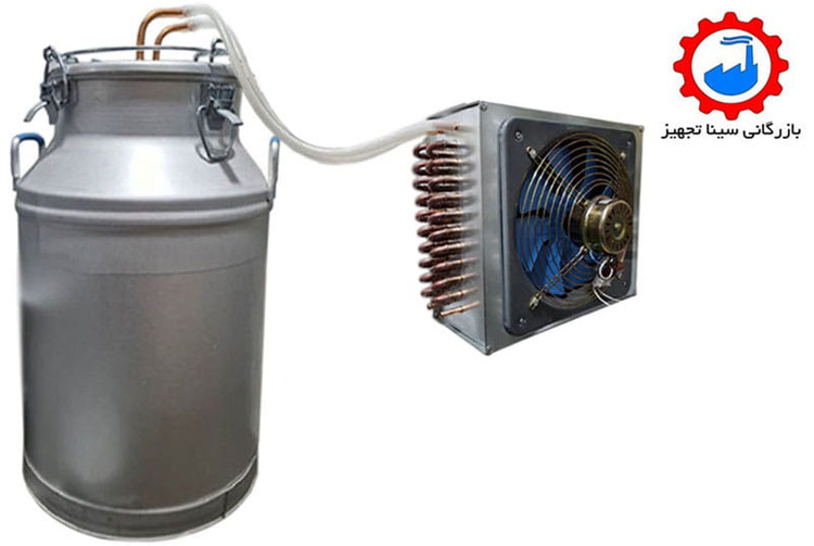 دیگ عرقگیری یا گلابگیری آلومینیومی 100 لیتری همراه با کندانسور مسی برقی سایز یک دوم
