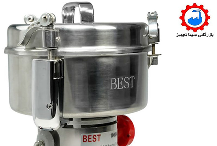 مخزن یا کاسه استیل آسیاب بست مخصوص ادویه جات و عطاری رومیزی یک کیلویی مدل BEST 1000A