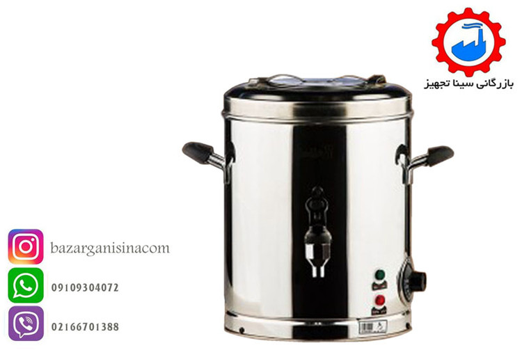 سماور استوانه ای برقی دو جداره دنیای استیل 6L