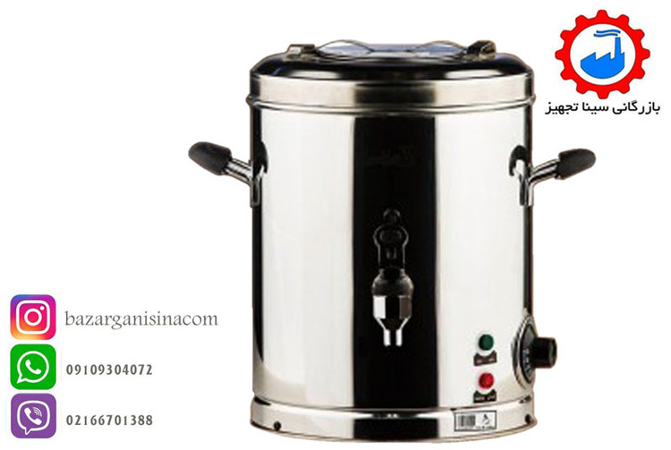 سماور استوانه ای برقی دو جداره دنیای استیل 10L