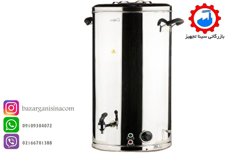 سماور استوانه ای برقی دو جداره دنیای استیل 40L