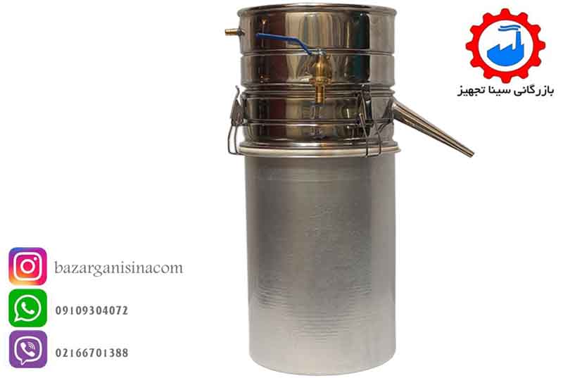 دستگاه عرق گیری یا گلاب گیری سایز 1 ( 10 لیتری اسمی ) لوله کوتاه