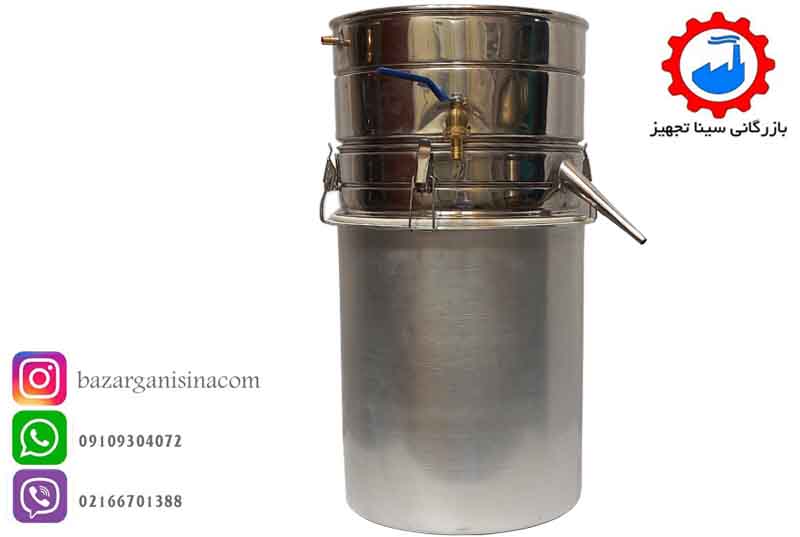 دستگاه عرق گیری یا گلاب گیری سایز 3 ( 30 لیتری اسمی ) لوله کوتاه