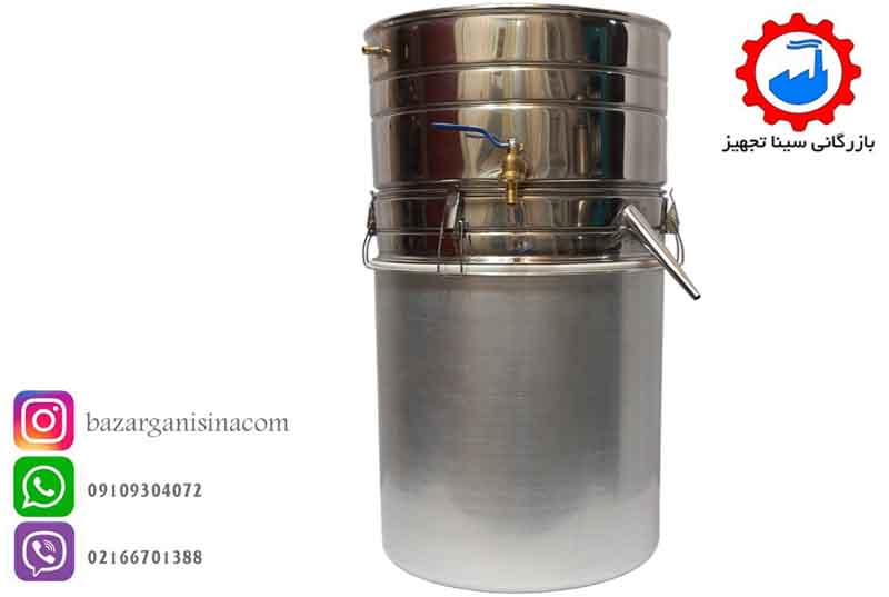 دستگاه عرق گیری یا گلاب گیری سایز 4 ( 40 لیتری اسمی ) لوله کوتاه