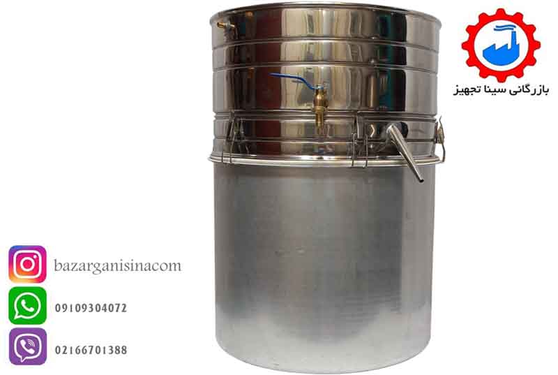دستگاه عرق گیری یا گلاب گیری سایز 6 ( 70 لیتری اسمی ) لوله کوتاه