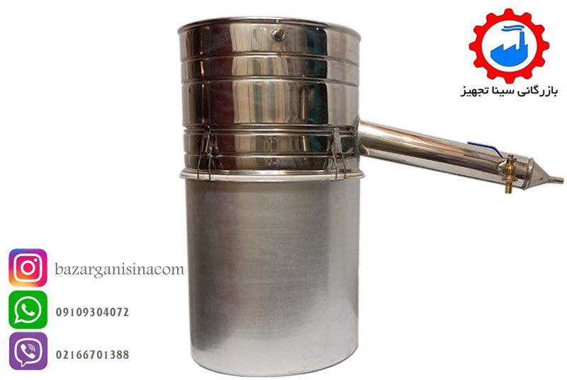 دستگاه عرق گیری یا گلاب گیری سایز 4 ( 40 لیتری اسمی ) لوله بلند