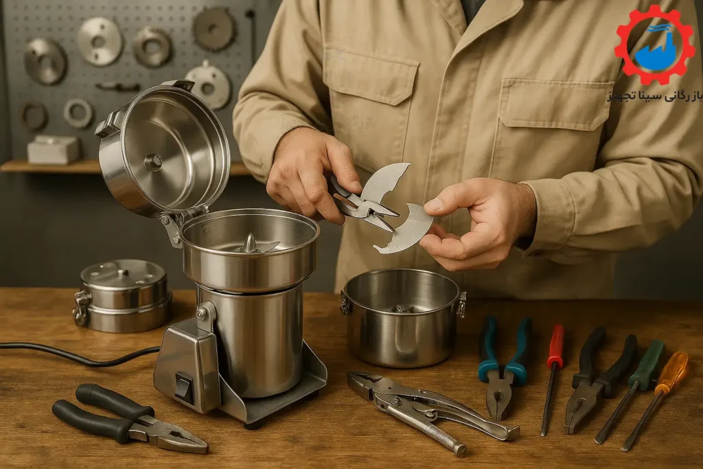 تعویض تیغه استیل آسیاب عطاری و تعمیر سایر قطعات توسط متخصص